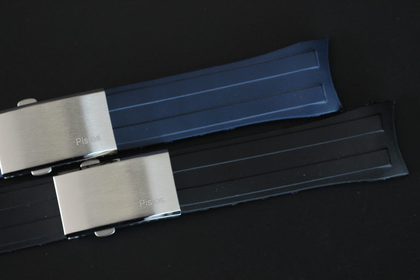 PISTOS 자동버클 실리콘 우레탄 러버밴드 블루. 블랙 22mm. 원시계